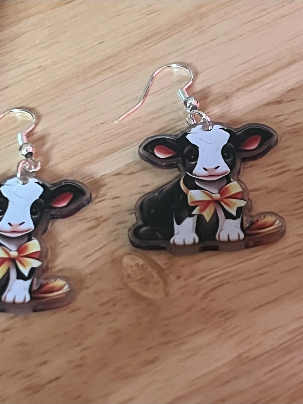 Cute Black & White Cow earrings - Playful Farm Animal Accessory E202
